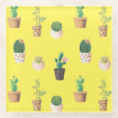 グリーンデザート多肉性サボテンポット ガラスコースター (正面)