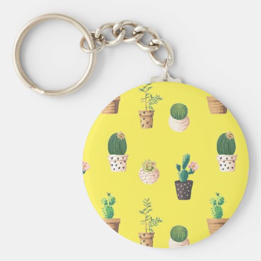 グリーンデザート多肉性サボテンポット キーホルダー (正面)