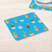 グリーンデザート多肉性サボテンポット スクエアペーパーコースター (アングル)