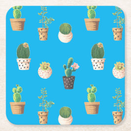 グリーンデザート多肉性サボテンポット スクエアペーパーコースター