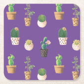 グリーンデザート多肉性サボテンポット スクエアペーパーコースター (正面)