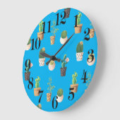 グリーンデザート多肉性サボテンポット ラージ壁時計 (傾斜)