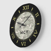 グリーンデジタルカモフラージモパーソナライズされたノグラム ラージ壁時計 (傾斜)