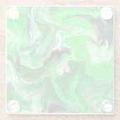 グリーンデジタル流体大理石アート ガラスコースター (裏面)