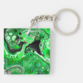 グリーンデジタル流体大理石アート キーホルダー (裏面)