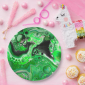 グリーンデジタル流体大理石アート ペーパープレート (パーティー)