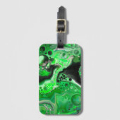 グリーンデジタル流体大理石アート ラゲッジタグ (正面縦)