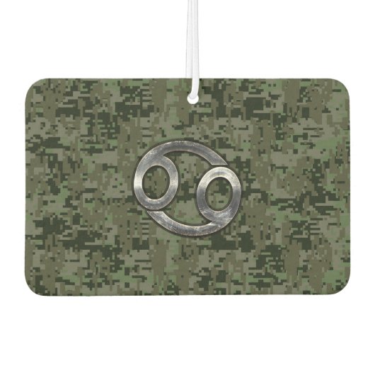 グリーンデジタル〔占星術の〕十二宮図上のがん迷彩柄記号 カーエアーフレッシュナー (正面)