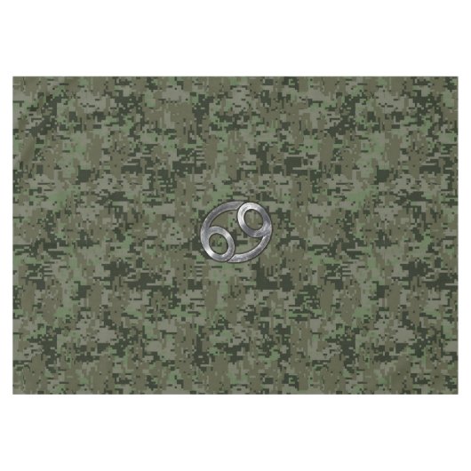 グリーンデジタル〔占星術の〕十二宮図上のがん迷彩柄記号 テーブルクロス (正面(横))