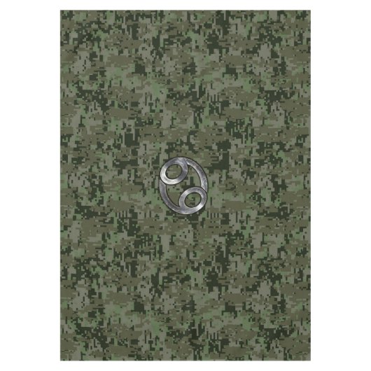 グリーンデジタル〔占星術の〕十二宮図上のがん迷彩柄記号 テーブルクロス (正面)