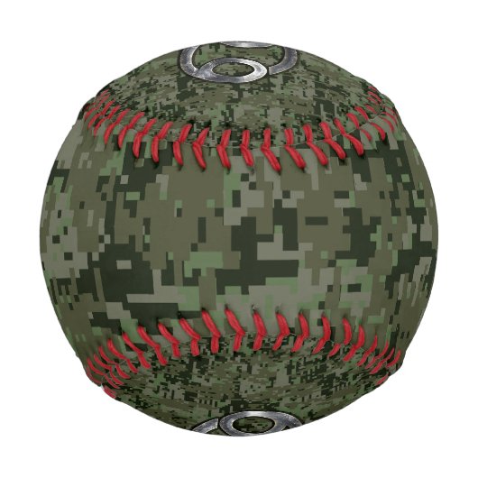 グリーンデジタル〔占星術の〕十二宮図上のがん迷彩柄記号 野球ボール (裏面)