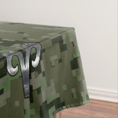 グリーンデジタル〔占星術の〕十二宮図上のシルバーアリー迷彩柄 テーブルクロス (インサイチュ)