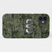 グリーンデジタル〔占星術の〕十二宮図上のシルバーアリー迷彩柄 Case-Mate iPhoneケース (裏面(横))