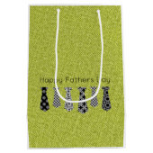 グリーンデニムネックタイズハッピーファーザーズデイパパ ミディアムペーパーバッグ (裏面)