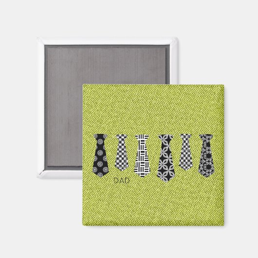 グリーンデニムブラックネックタイパパオフィスボス マグネット (正面/裏面)