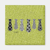 グリーンデニムブラックネックタイパパオフィスボス マグネット (正面)