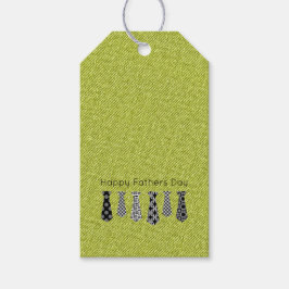 グリーンデニムブラックホワイトネックタイズハッピーファーザーデー ギフトタグ