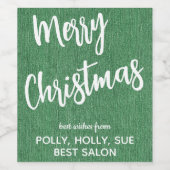 グリーンデニムホワイトスクリプト、6個セットのビジネスネーム ワインラベル (シングルラベル)