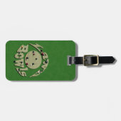 グリーンデニム芝生ボウル、荷物タグ ラゲッジタグ (正面横)