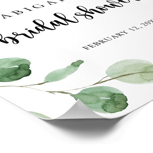 グリーンデライトユーカリブライダルシャワーウェルカム ポスター (角)