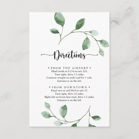 グリーンデライトユーカリ結婚の方向性 エンクロージャーカード (正面)