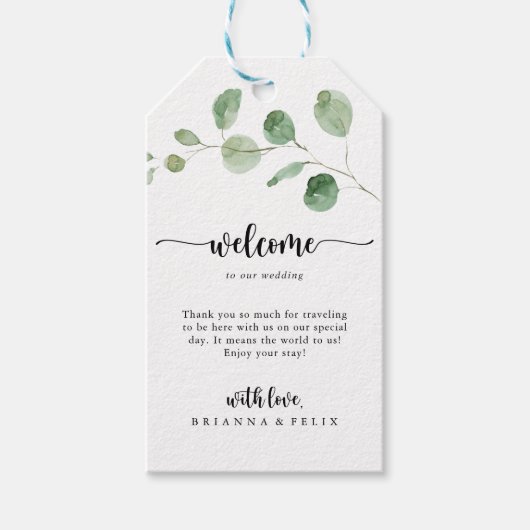 グリーンデライトユーカリ結婚の歓迎 ギフトタグ (正面)