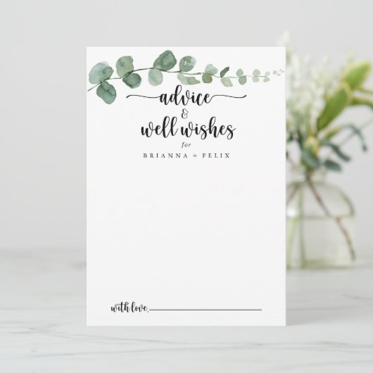 グリーンデライトユーカリ結婚の願い事 アドバイスカード (スタンド正面)