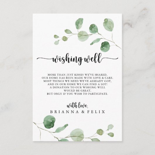 グリーンデライトユーカリ結婚の願い井戸 エンクロージャーカード (正面)