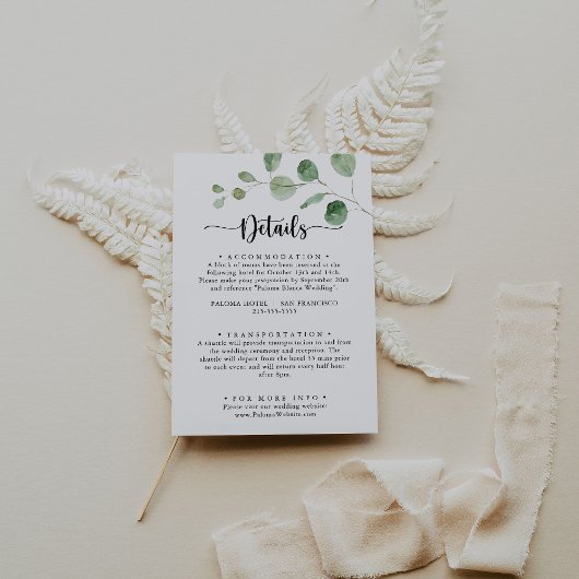 グリーンデライトユーカリ結婚プタス詳細 エンクロージャーカード