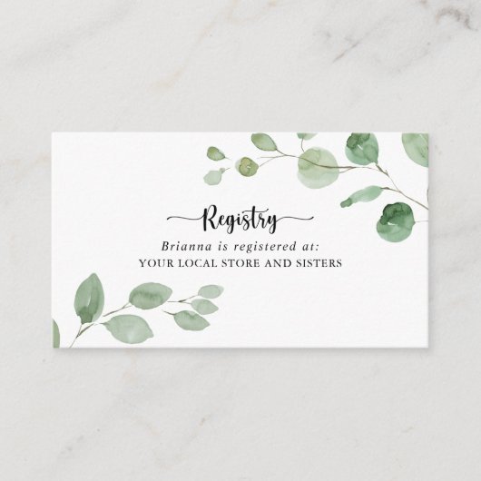 グリーンデライト結婚ユーカリのギフト登録 エンクロージャーカード (正面)