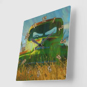 グリーンデレリートファームトラックの壁時計 スクエア壁時計 (傾斜)