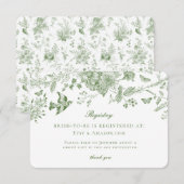 グリーントイルフローラレジストリカード招待状の挿入 エンクロージャーカード (正面/裏面)