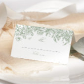 グリーントイル結婚ズ折り畳み座席表Chinoiserie プレイスカード