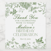 グリーントイレデジュイフローラバースデーパーティーの好意 ワインラベル (シングルラベル)