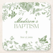 グリーントイレデジュイヴィンテージフローラバプテスマ スクエアペーパーコースター (正面)