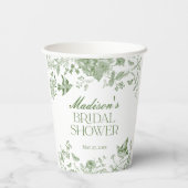 グリーントイレデジュイヴィンテージフローラブライダルシャワー 紙コップ (裏面)