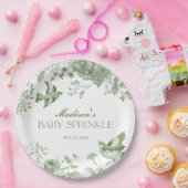 グリーントイレデジュイヴィンテージフローラベビー散布 ペーパープレート (パーティー)