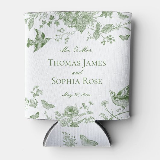 グリーントイレデジュイヴィンテージフローラ結婚式の引き出物 缶クーラー (正面)