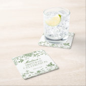 グリーントイレデジュイヴィンテージフローラ誕生日 スクエアペーパーコースター (インサイチュ)