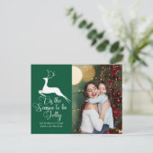 グリーントナカイのクリスマスフォトシーズンかわいい ポストカード (スタンド正面)