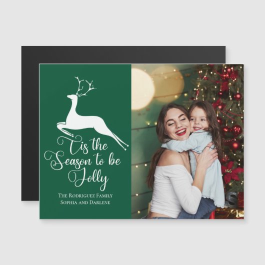 グリーントナカイのクリスマスフォトシーズンマグネット (正面/裏面)