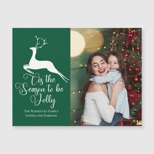 グリーントナカイのクリスマスフォトシーズンマグネット (正面)