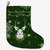 グリーントナカイストッキング ラージクリスマスストッキング (正面)