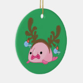 グリーントナカイパーソナライズされたノブフィッシュ セラミックオーナメント (右)