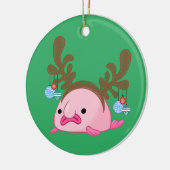 グリーントナカイパーソナライズされたノブフィッシュ セラミックオーナメント (左)