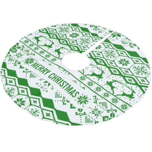 グリーントナカイ編み模様 ブラッシュドポリエステルツリースカート (アングル)