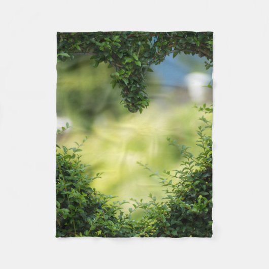 グリーントピアリーハート フリースブランケット (正面)