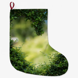 グリーントピアリーハート ラージクリスマスストッキング