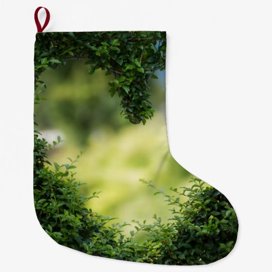 グリーントピアリーハート ラージクリスマスストッキング (正面)