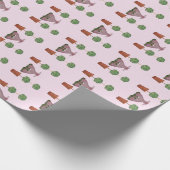 グリーントピアリーピンク(犬)スタッフォード犬 ラッピングペーパー (角)